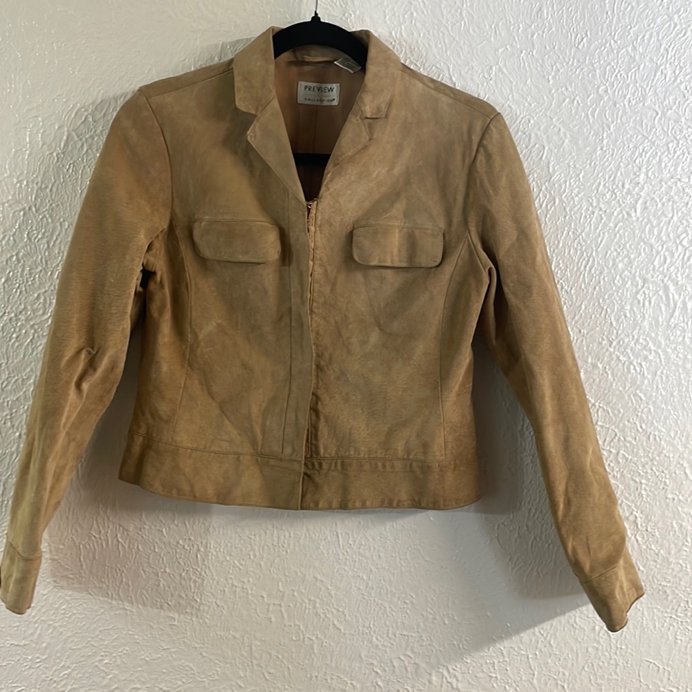 Beige suede coat M